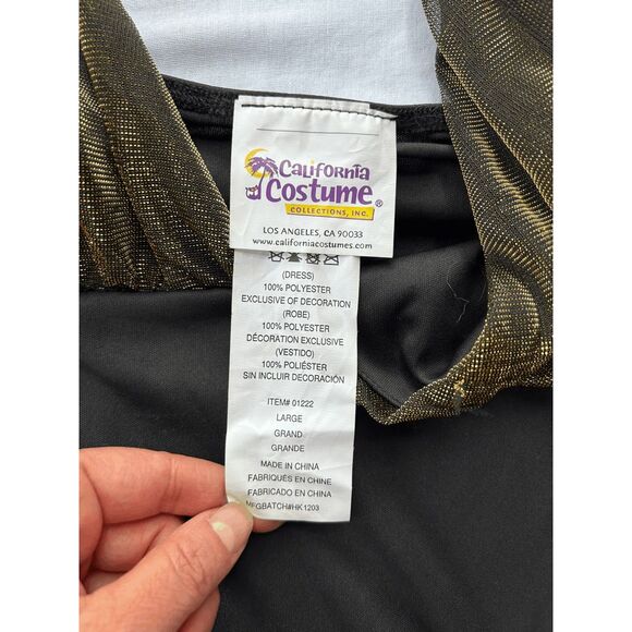 Flapper Girl 1920's Dress, Halloween Costume, With Shawl, Black/Gold Size Large - Picture 5 of 8